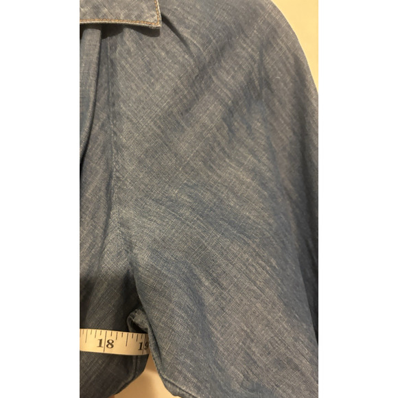 Veronica Beard Dress 6 Blue Denim Mini Vneck Boho Short Snaps Western - Picture 10 of 10